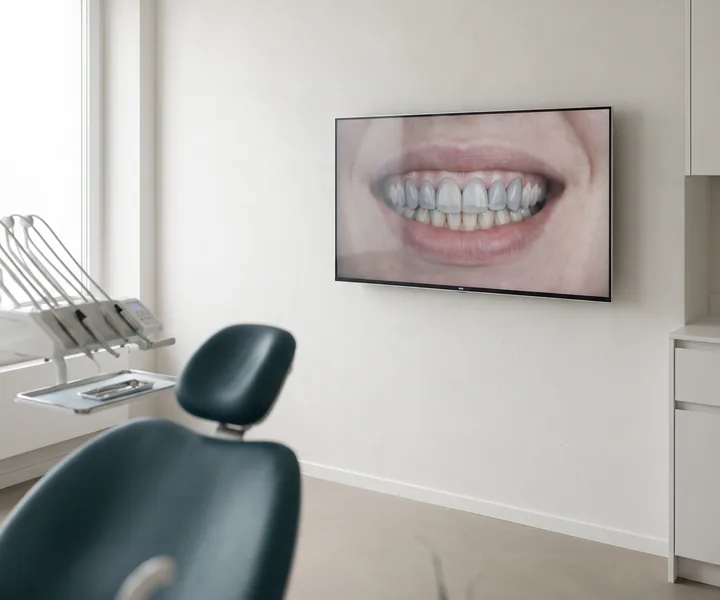 Gabinete con pantalla para mostrar el diseño de la sonrisa
