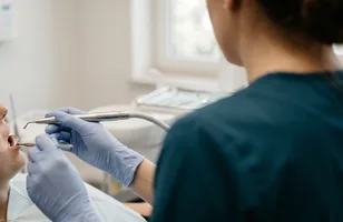 Higienista trabajando con una paciente